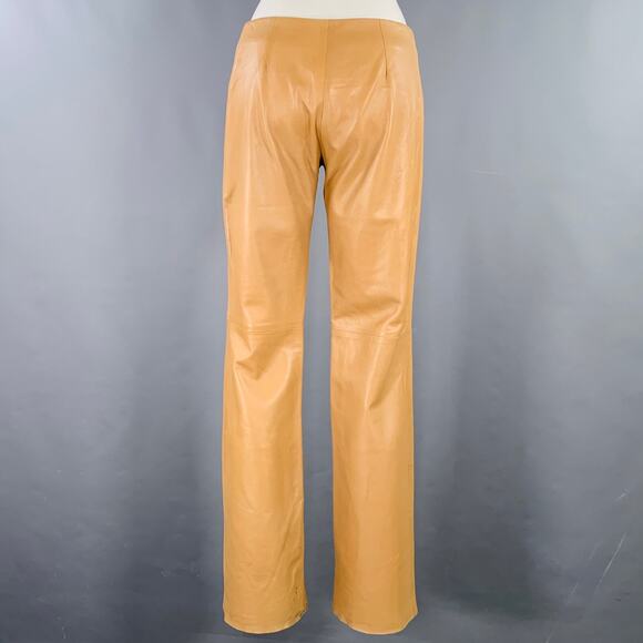 MICHAEL KORS Size 2 Tan Leather Bootcut Casual Pants - Picture 2 of 5